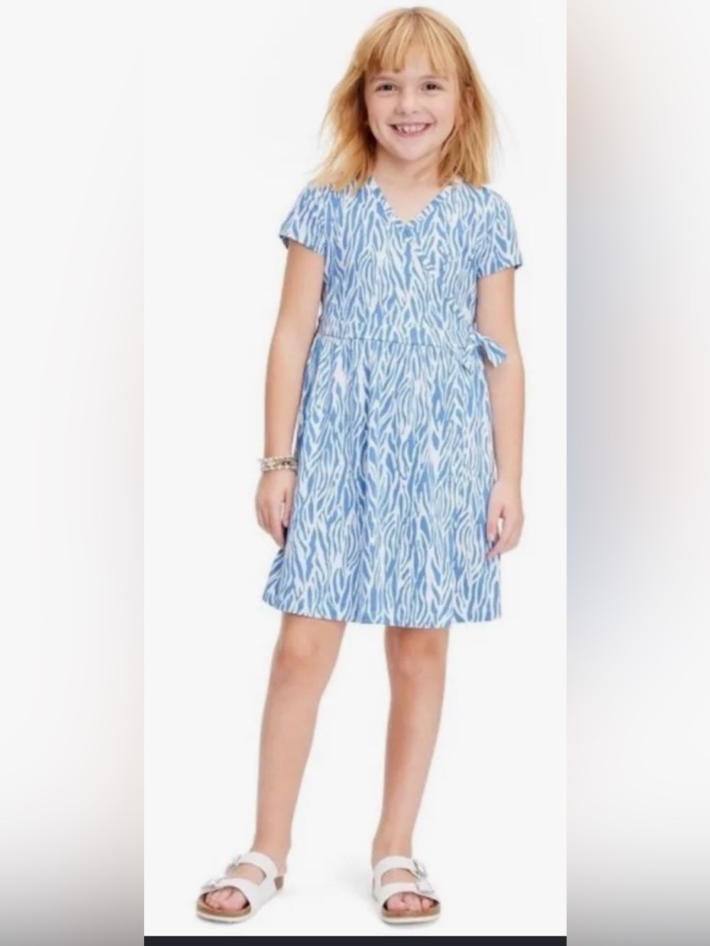 DVF x Target Girls S/S Blue White Zebra Faux Wrap Dress Size M (8)